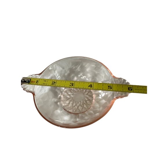 Vintage Anchor Hocking pink diamond pattern handled 4.5x1.5” dessert bowl - Picture 4 of 6